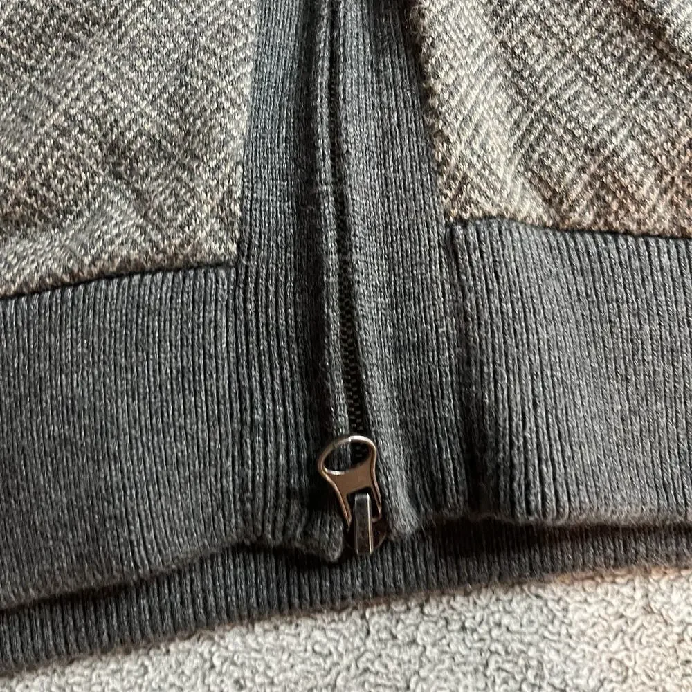 Tommy Bahama Men's M Diamond Springs Full Zip Sweater Jacket Gray Knit Cotton